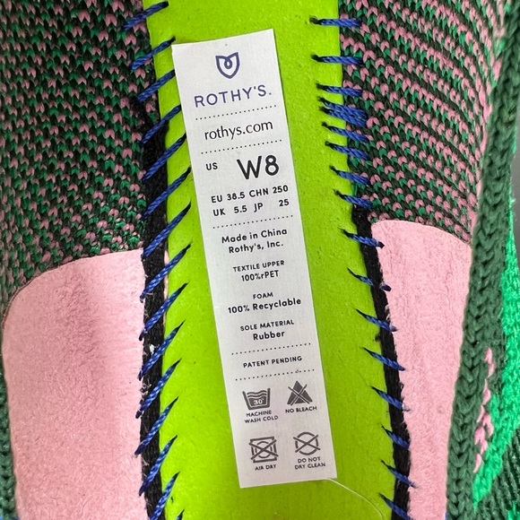 Rothy’s “The Flat” Botanicamo Green Slip On Ballet Flats Size 8 - Picture 9 of 9